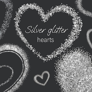 Glitzer Herz png Clipart. Silber Glitzer Overlay Herz Rahmen png. Valentinstag Clipart perfekt für digitales Scrapbook, Kartenherstellung etc.