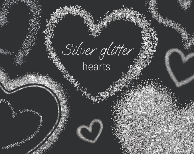 Glitter Heart Png Clipart. Silver Glitter Overlay Heart Frame Png ...