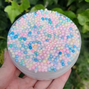 Strawberry Cheesecake Floam Slime Clear Based Slime W/ Foam Beads