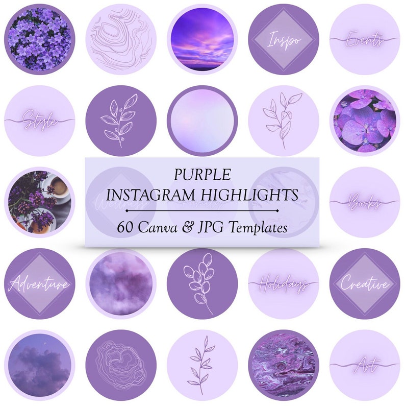 Purple Instagram Highlights / Instagram Highlight Templates / - Etsy