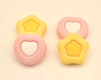 Thumb Grip Caps For Switch / Switch Lite / Switch OLED - Cute Heart & Star - Joy-con Silicone Cover - Joystick Caps - Switch Accessories