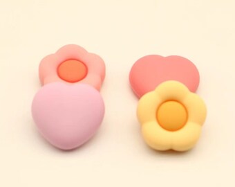 Thumb Grip Caps For Switch / Switch Lite / Switch OLED - Cute Heart & Flowers - Joy-con Silicone Cover - Joystick Caps - Pack of 4