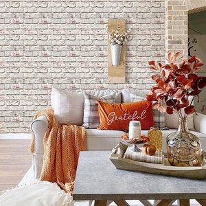 10pcs 3D Brick Peel and Stick Wall Tile, Easy DIY Whitewash Faux Brick Panels Backsplash, Heat & Water Resistant, Lightweight,11.811.8 zdjęcie 2