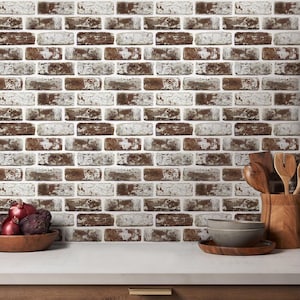 3D Brick Wall Panels Peel and Stick Wall Tile, 3D PVC Faux Brick Self Adhesive Wall Covering 3D Brown Brick Wall Sticker 10pcs 12&quot;x12&quot;