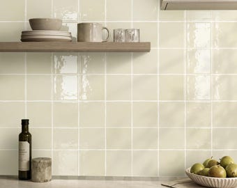 Thicker 3D Beige Square Peel and Stick Backsplash: Vinyl Tile Waterproof (10pcs 12"x12")