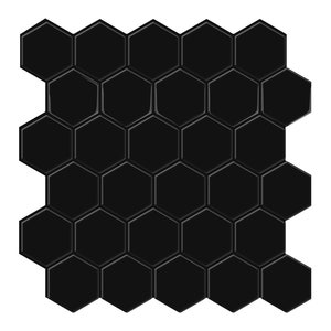 Thicker | 5 Pcs Black Peel and Stick Tile Backsplash | Black Hexagon Tile BackSplash | Waterproof & Heat Resistant | 12*12 Inch