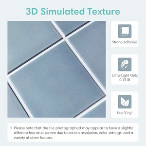 10 Pcs 3D Square Peel and Stick Backsplash Tile, DIY Blue 3D Decorative Stick on Tiles for Wall Decor, Heat Water Resistant, 11.8x11.8 zdjęcie 3