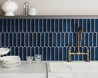 10 piezas/3D azul oscuro pelar y pegar azulejo de pared, escamas de pescado pelar azulejo contra salpicaduras cocina baño, resistente al calor, extraíble