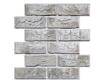 10 Pcs | 3D Faux Brick Peel and Stick Wall Tile,DIY Whitewash Brick Self Adhesive PVC Panels, Heat & Water Resistant,Lightweight,11.8"*11.8"