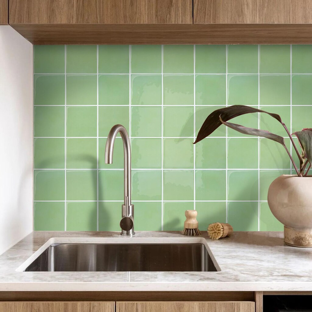Piastrelle Adesive 3D Parete Effetto Scaglie Di Pesce – PVC Autoadesivo Per Cucina E Bagno – 30,5x30,5 Cm – Verde