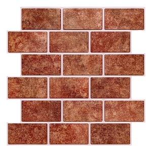 10 Pcs 3D Red Brick Peel and Stick Wall Tile, Faux Brick Backsplash for Kitchen Subway Stick On Tile, Water and Heat Resistant, Commomy zdjęcie 1