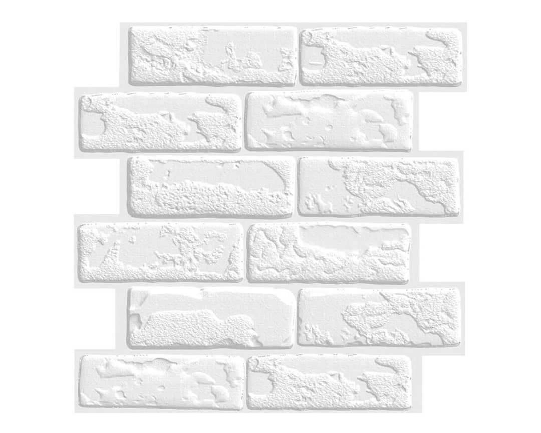 10pcs 3D White Brick Peel and Stick Wall Tile 3D PVC Faux Brick Wall