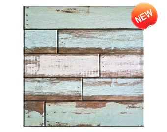 10 Pcs | 3D Shiplap Peel and Stick Wood Tile | PVC Faux Wood Wall Panels | Vintage Wood Plank | Heat and Water-Resistant | 11.8*11.8 inches