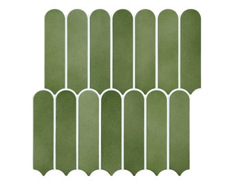 10Pcs | 3D Green Peel and Stick Tile for Wall, Fish Scale Peel Stick Backsplash Kitchen, Heat Water Resistant,Removable,Easy DIY, Commomy