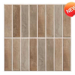 10Pcs | 3D Mosaic Peel and Stick Wall Tile | Red Terracotta Matt Linear Peel and Stick Backsplash Tile Kitchen | Heat & Water Resistant