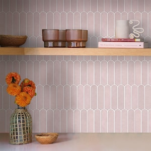 3D Pink Peel and Stick Tile for Wall, Matte Fish Scale Peel Stick Backsplash Kitchen, Heat & Water Resistant,Removable,Easy DIY, 10Pcs
