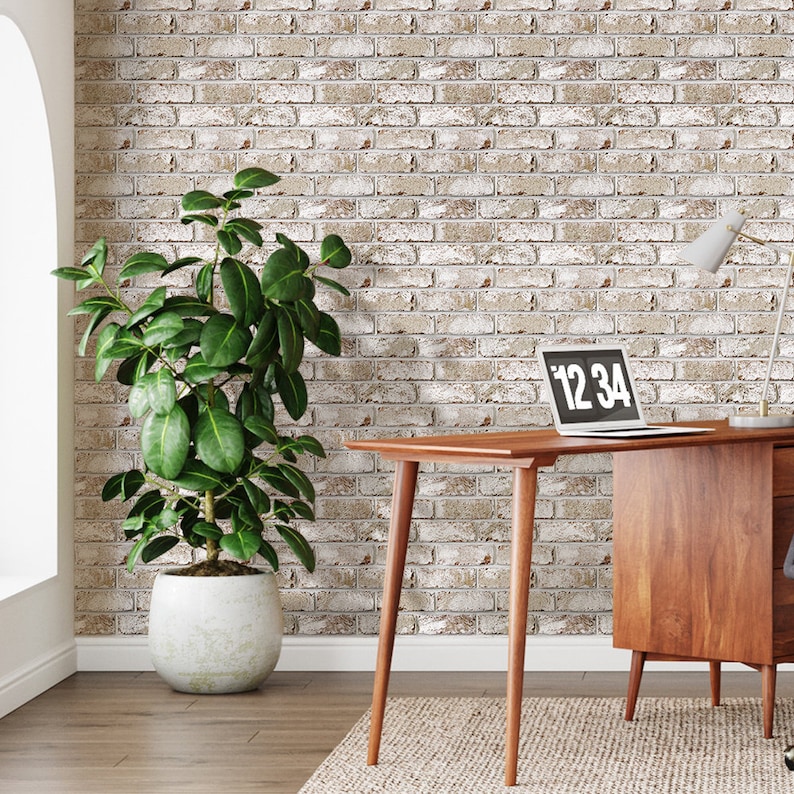 3D Brick Wall Panels Peel and Stick Wall Covering, 3D Self Adhesive Faux Brick PVC Wall Panels Brick Veneers, Water Resistant, 10pcs 12x12"