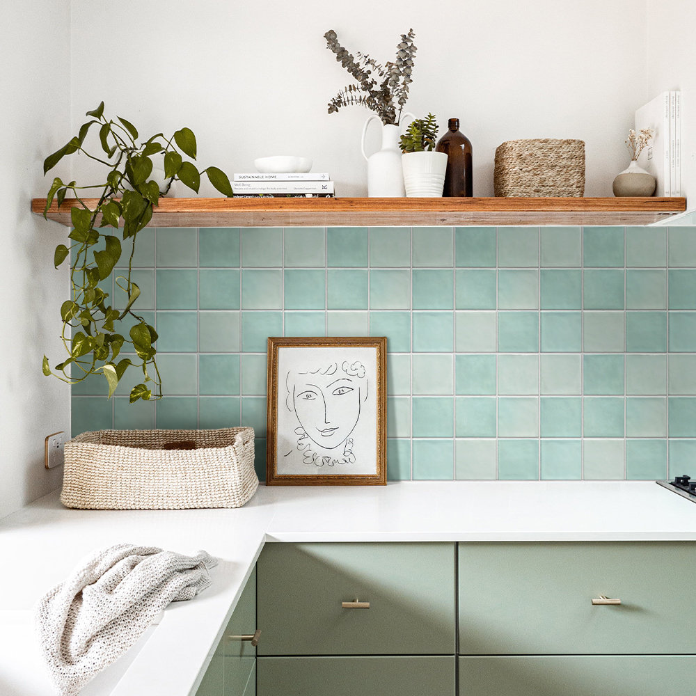 Adesivi Per Piastrelle 36 Pezzi 4 Stili, Verde Chiaro E Blu, Forme Geometriche, Stacca E Attacca, Impermeabili, Per Pareti Cucina E Bagno - 2