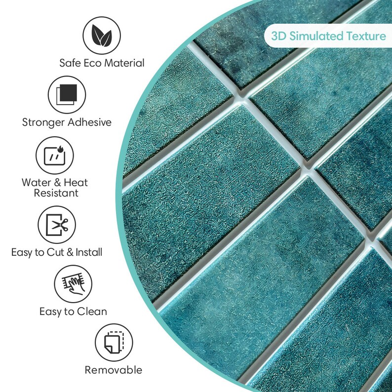 10pcs 3D Blue Peel and Stick Wall Tile Linear Mosaic Tile Etsy