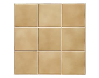 10pcs 3D Ceramic Peel and Stick Wall Tile Backsplash Stick On Wall, Beige Ceramic Wall Sticker, Heat&Water-Resistant, 9.7 sq.ft. Commomy