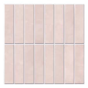 10Pcs | 3D Linear Pink Peel and Stick Tile Backsplash,Matt Mosaic Stick on Tiles Backsplash Kitchen Bathroom Interior Wall Decor,11.8"x11.8"