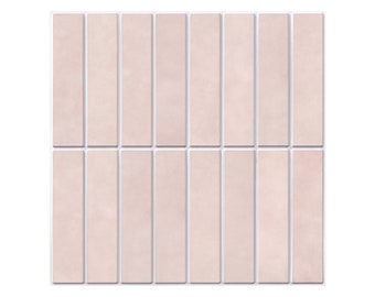 10Pcs | 3D Linear Pink Peel and Stick Tile Backsplash,Matt Mosaic Stick on Tiles Backsplash Kitchen Bathroom Interior Wall Decor,11.8"x11.8"