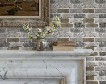 Faux Brick Wall Panels: 3D Gray Peel and Stick Brick Wallpaper (10 Sheets)