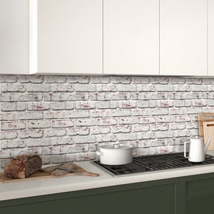 10pcs 3D Brick Peel and Stick Wall Tile, Easy DIY Whitewash Faux Brick Panels Backsplash, Heat & Water Resistant, Lightweight,11.811.8 zdjęcie 7