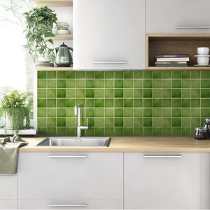 3D Green Peel and Stick Tile for Wall, Matte Green Square Self Adhesive 3D PVC Wall Panels, Stick on Backsplash, 10 Pcs 12&#39;&#39;x12&#39;&#39; Commomy