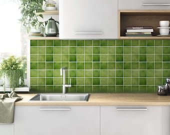 3D Green Peel and Stick Tile for Wall, Matte Green Square Self Adhesive 3D PVC Wall Panels, Stick on Backsplash, 10 Pcs 12&#39;&#39;x12&#39;&#39; Commomy