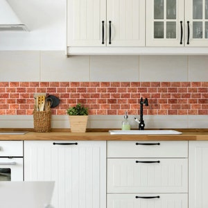 10 Pcs 3D Red Brick Peel and Stick Wall Tile, Faux Brick Backsplash for Kitchen Subway Stick On Tile, Water and Heat Resistant, Commomy zdjęcie 3