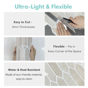 10 Pcs 3D Hexagon Peel and Stick Backsplash Tile, Easy DIY 3D Self Adhesive Wall Tiles, Heat and Water Resistant 11.8x11.8 Commomy zdjęcie 4