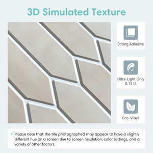 10 Pcs 3D Hexagon Peel and Stick Backsplash Tile, Easy DIY 3D Self Adhesive Wall Tiles, Heat and Water Resistant 11.8x11.8 Commomy image 3