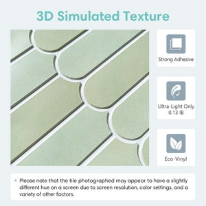 10Pcs 3D Fish Scale Peel and Stick Tile for Wall, Light Green Peel Stick Backsplash Kitchen, Heat Water Resistant,Ultra-Light,Easy DIY image 4