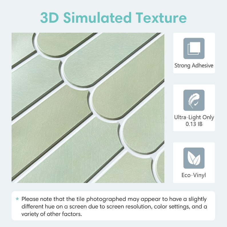 10Pcs 3D Fish Scale Peel and Stick Tile for Wall, Light Green Peel Stick Backsplash Kitchen, Heat Water Resistant,Ultra-Light,Easy DIY image 4