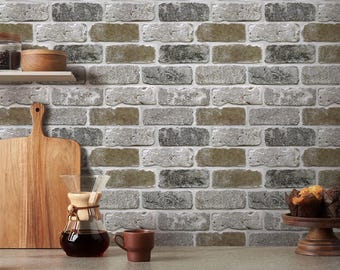 3D Faux Brick Panels: Gray Peel and Stick Brick Wall Covering Wallpaper (10 Sheets)