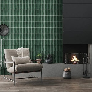 10Pcs 3D Dark Green Peel and Stick Backsplash Tile,Matt Mosaic Stick on Tiles for Interior Wall Decor,Heat & Water Resistant,11.8x11.8 image 6