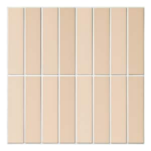 10Pcs 3D Beige Peel and Stick Backsplash Tile Matte Linear Mosaic Self Adhesive Wall Tile Water & Heat Resistant 11.8x11.8Inch zdjęcie 1