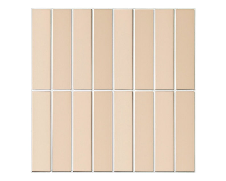 10Pcs 3D Beige Peel and Stick Backsplash Tile Matte Linear Mosaic Self Adhesive Wall Tile Water & Heat Resistant 11.8x11.8Inch zdjęcie 1