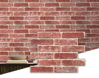 Red Brick Peel and Stick Wall Panels, 3D PVC Wall Sticker Wallpaper, 10 Sheets