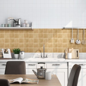 10 piezas 3D de cerámica Peel and Stick Wall Tile Backsplash Stick On Wall, Beige Ceramic Wall Sticker, Heat & Water-Resistant, 9.7 pies cuadrados común imagen 2