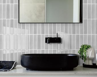 Gray Peel and Stick Backsplash Tile, Vinyl Linear Mosaic Kitchen Tile (10 Pcs)