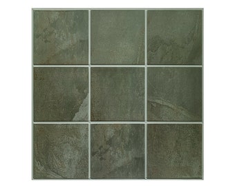 10 pcs 3D Grey-Brown Ceramic Peel and Stick Wall Tiles, Farmhouse Backsplash Stick On Tile, Heat & Water-Resistant, Commomy