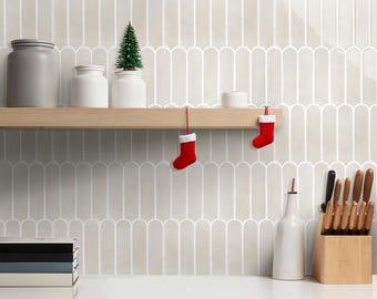Thicker Beige Peel and Stick Tile Kitchen: 3D FishScale Vinyl Backsplash, Removable, 10 Sheets