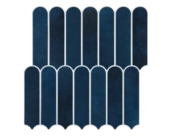 10Pcs | 3D Dark Blue Peel and Stick Wall Tile, Fish Scale Peel Stick Tile Backsplash Kitchen Bathroom, Heat Water Resistant,Removable