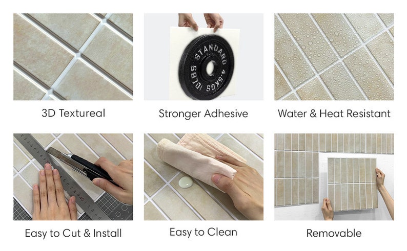 10Pcs 3D Peel and Stick Backsplash Tile,Yellow Cream Matt Mosaic Stick on Tiles for Interior Wall Decor,Heat & Water Resistant,11.8x11.8 image 4