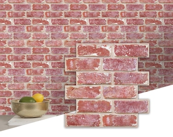 3D Red Brick Peel and Stick Wall Panels, PVC Wall Sticker Wallpaper, 10 Sheets
