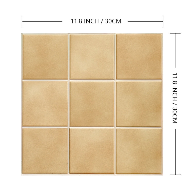 10 piezas 3D de cerámica Peel and Stick Wall Tile Backsplash Stick On Wall, Beige Ceramic Wall Sticker, Heat & Water-Resistant, 9.7 pies cuadrados común imagen 8