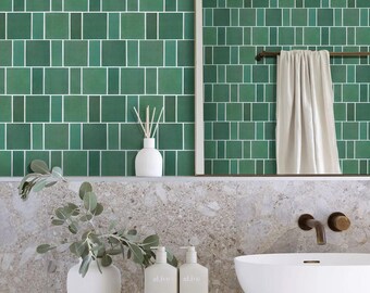 Piastrelle Adesive Cucina Marmo Dorato Verde Piastrelle Adesive Bagno Impermeabile Paraschizzi Cucina Adesivo Soggiorno per Mobili Decorazioni