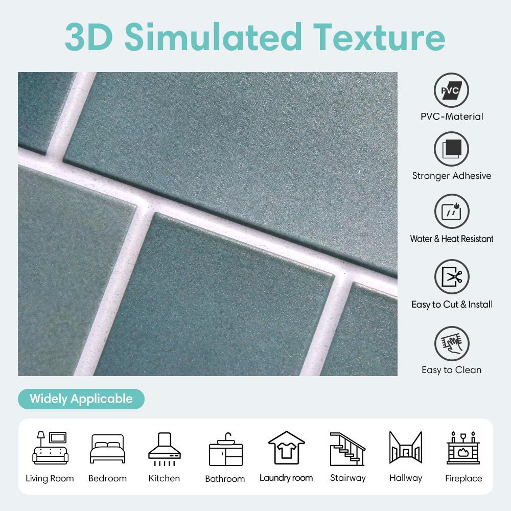 GRIPRO Peel And Stick 3D Wall Tile – 10x10", Blue, 4-Sheet Pack – Adhesive Backsplash For Kitchen, Bathroom, Laundry – Waterproof, Greaseproof